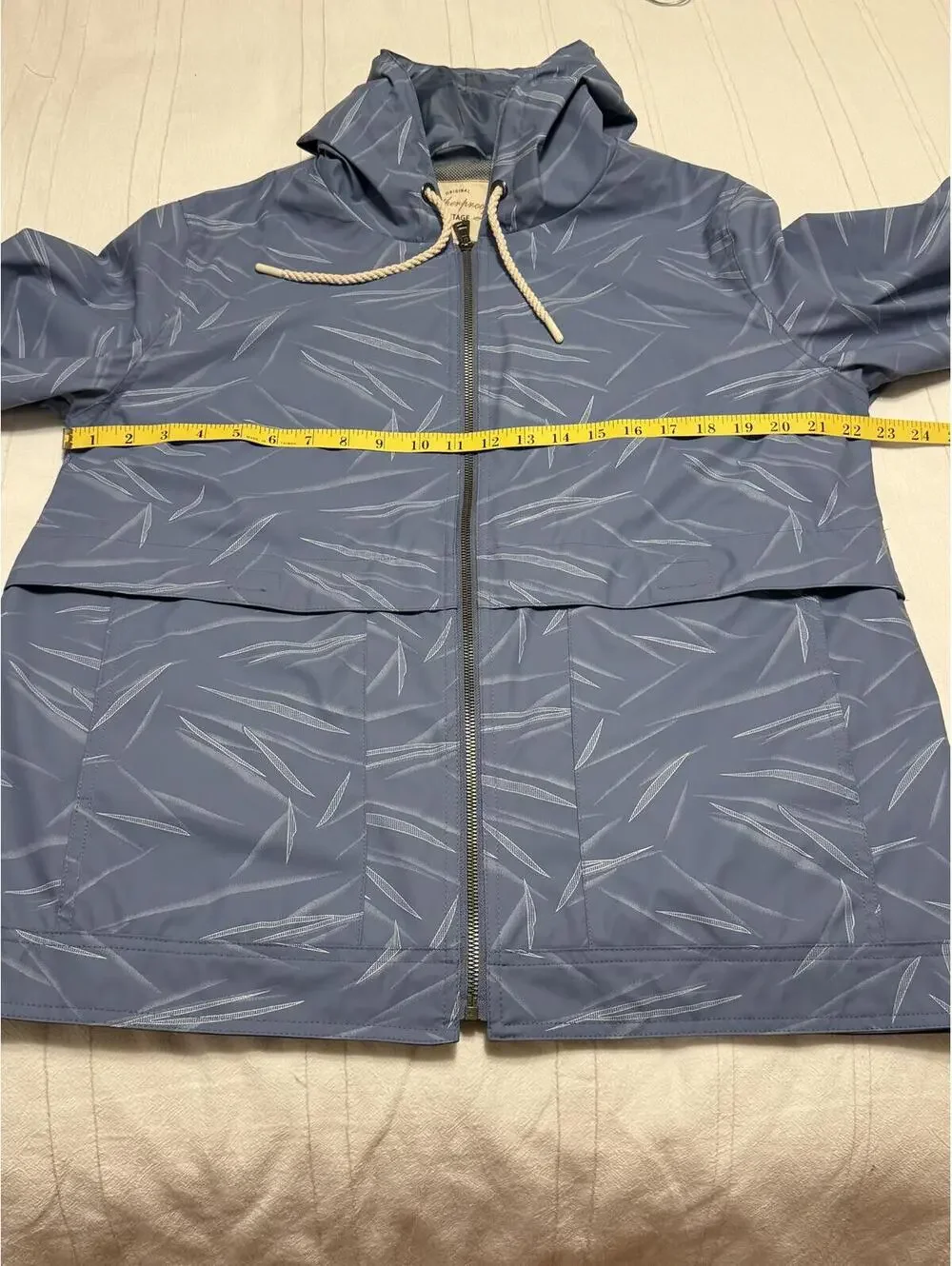 Weatherproof Vintage Blue Leaf Print Hooded Rain Jacket‎ Women's Size L EUC - Picture 6 of 9